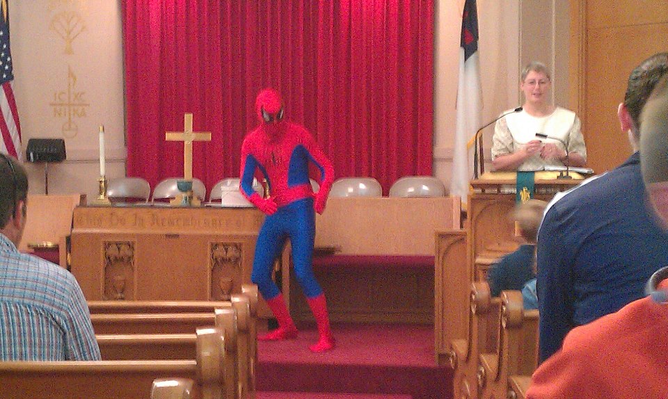 Spider Man at Church